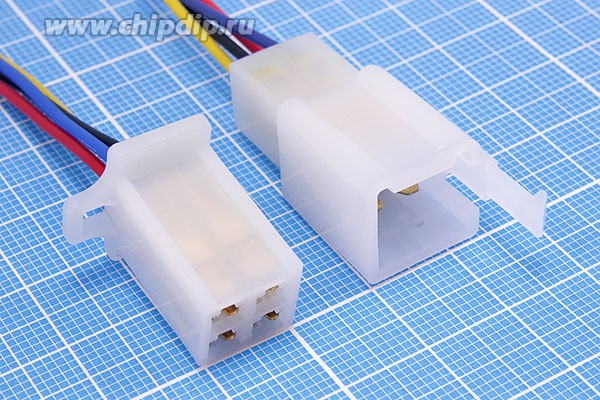 Шнур штекер и гнездо питания 1009 на четыре контакта с проводом длиной 0,3м(кабель межплатный); Q-15824 шт&amp;гн пит 1009\ 4C\P2,85\каб\1009 4