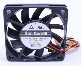 9GA0612H9001, San Ace 9GA Series Axial Fan, 12 V dc, DC Operation, 30m³/h, 1.68W, 140mA Max, 60 x 60 x 10mm