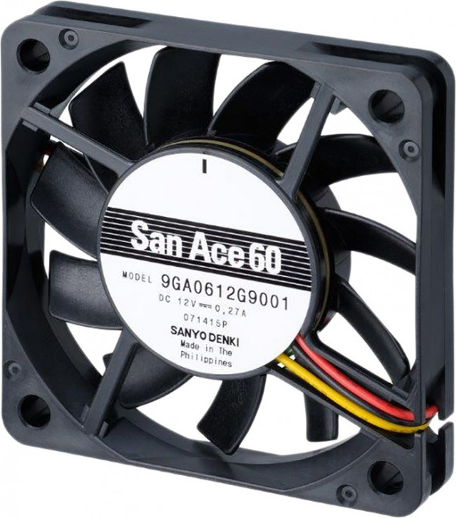 9GA0612H9001, San Ace 9GA Series Axial Fan, 12 V dc, DC Operation, 30m³/h, 1.68W, 140mA Max, 60 x 60 x 10mm 9GA0612H9001, San Ace 9GA Series Axial Fan, 12 V dc, DC Operation, 30m³/h, 1.68W, 140mA Max, 60 x 60 x 10mm
