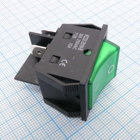 DS KCD4-201N зеленый 30А, 2 положения клавиши, 2 группы на замыкание