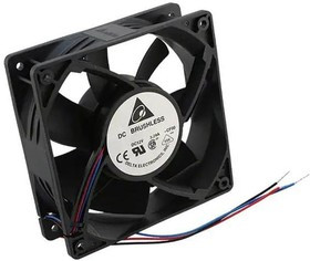 AFB1224SHE-CR00, DC Fans Tubeaxial Fan, 120x38mm, 24VDC, Ball Bearing, 3-Lead Wires, Locked Rotor Sensor