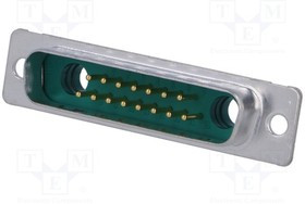 D-Sub plug, 19 pole, 17W2, partially equipped, straight, solder cup, 3017W2PCM99A10X