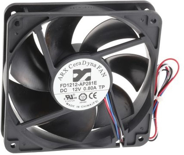 FD1212-AP281E2AL, CeraDyna Series Axial Fan, 12 V dc, DC Operation, 223m³/h, 10.2W, 850mA Max, 120 x 120 x 25mm