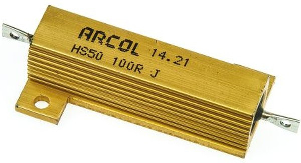 HS50-100RJ, Резистор: проволочный, с радиатором, винтами, 100Ом, 50Вт, ±5%