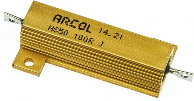 HS50-100RJ, Резистор: проволочный, с радиатором, винтами, 100Ом, 50Вт, ±5%