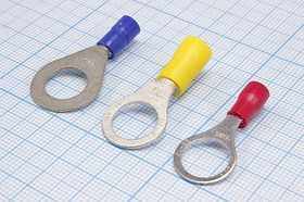 Клемма типа "O" изолированная,жёлтая, диаметр 10.5мм, сечение кабеля 4.0-6.0мм,Cu луженая, обжимная, ПВХ; Q-1207YT клемма"O" d10,5\0,8\S4,0~