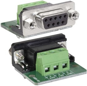 903-2B, Сигнальный модуль на плате с разъемом DRB-09FB (розетка) для RS-232 интерфейса, на винтовой клеммный блок, черный/зеленый