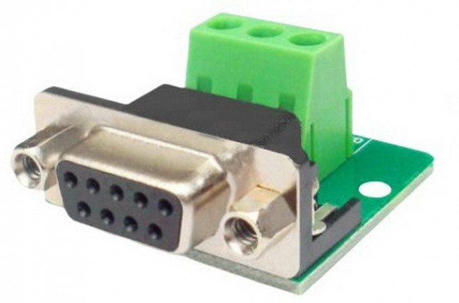 903-2B, Сигнальный модуль на плате с разъемом DRB-09FB (розетка) для RS-232 интерфейса, на винтовой клеммный блок, черный/зеленый
