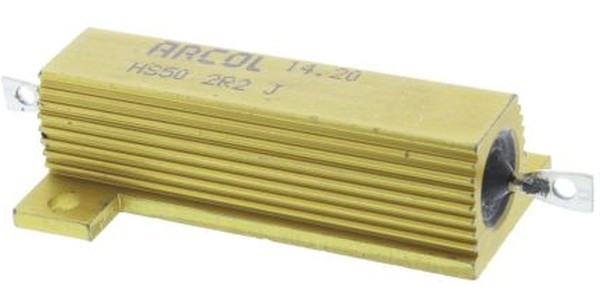 HS50 2R2 J, Резистор: проволочный, с радиатором, винтами, 2,2Ом, 50Вт, ±5%
