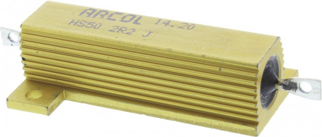 HS50 2R2 J, Резистор: проволочный, с радиатором, винтами, 2,2Ом, 50Вт, ±5%