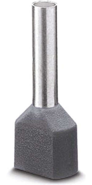 Insulated twin wire end ferrule, 0.75 mm², 17 mm/10 mm long, DIN 46228/4, gray, 3200975