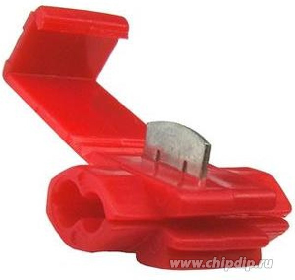 CW-1.25 красный, Скотчлок врезного типа CW-1.25, 10 А, 22-18 AWG, 0,5-1,0 мм?, красный