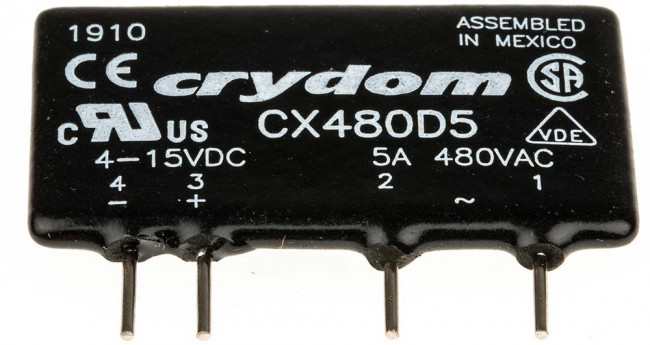 CX480D5, Solid State Relays - PCB Mount PCB SIP SSR 660Vac 5A, 3-15Vdc,ZC