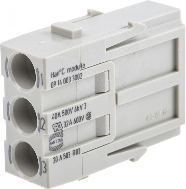 09140033002, Heavy Duty Power Connectors HAN C 3P MALE ORDER CONTACTS SEP