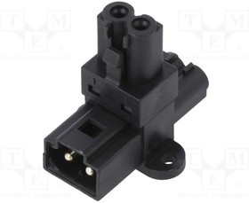 EPT004, Переходник: тройник, "папа",2x "мама", EPN2, 16А, 250ВAC, PIN: 2