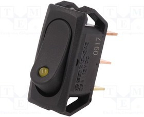 R13-242L-01-BBY, ROCKER; SPST; Pos: 2; ON-OFF; 25A/12VDC; black; LED,point; 12VDC R13-242L-01-BBY, ROCKER; SPST; Pos: 2; ON-OFF; 25A/12VDC; black; LED,point; 12VDC