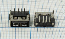 Разъем USB розетка revers, тип A, контакты на плату, угловой, USBA-1JB REV Разъем USB розетка revers, тип A, контакты на плату, угловой, USBA-1JB REV
