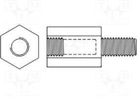 FIX-TP2.5-10, Дистанцирующая стойка, шестигранная, полиамид, M2,5, M2,5