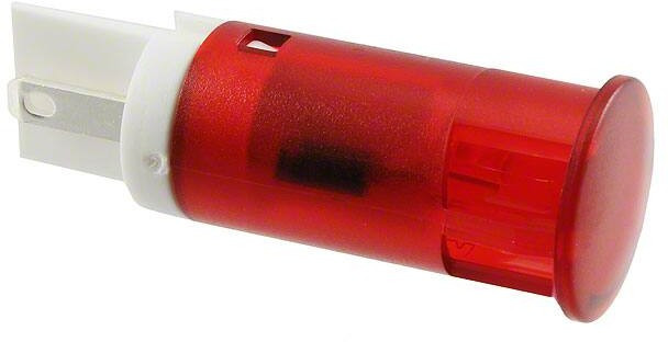 QS121XXHR110, LED Panel Mount Indicators 12mm SLDR LUG Bright Red 110VAC