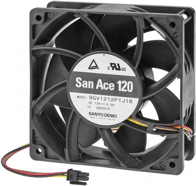 9GV1212P1J18, Осевой Вентилятор, 12 В, Square, 120 мм, 38 мм, 224 фут³/мин