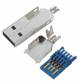1003-023-01300, Conn USB 3.0 Type A PL 9 POS 2mm Solder ST Cable Mount 9 Terminal 1 Port
