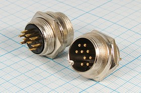 Разъем микрофонный MIC19 вилка, контакты 9P, монтаж на блок, М19, CJ213-9P