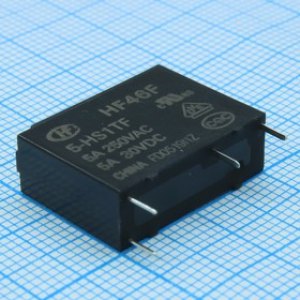 HF46F/5-HS1TF, Реле силовое 5A один контакт на замыкание монтаж в отверстие HF46F/5-HS1TF, Реле силовое 5A один контакт на замыкание монтаж в отверстие