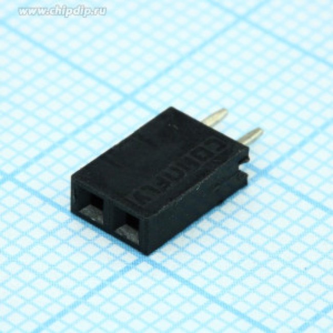 PBS-2 (DS1023-1x2), Гнездо на плату 2.54мм 1х2pin прямое