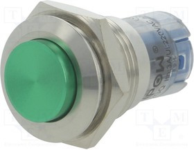 V16-11-G-S, Переключатель: антивандальный, Пол: 2, SPDT, 0,5A/220ВAC, 1A/24ВDC