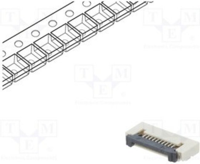 DS1020-12-10VBT1A-, Разъем: FFC (FPC); горизонтальный; PIN: 10; ZIF; SMT; луженые; 30мОм