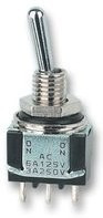MTE106E, Переключатель: тумблер; Пол: 3; SPDT; ON-OFF-ON; 6A/125ВAC; 6A/6ВDC