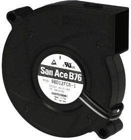 9BD12SC6-1, Вентилятор: DC; blower; 12ВDC; O76x20мм; 17,4куб.м/ч; 43дБА; шариковый