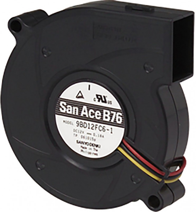 9BD12SC6-1, Вентилятор: DC; blower; 12ВDC; O76x20мм; 17,4куб.м/ч; 43дБА; шариковый