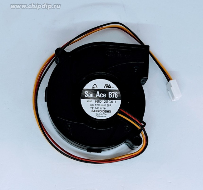 9BD12SC6-1, Вентилятор: DC; blower; 12ВDC; O76x20мм; 17,4куб.м/ч; 43дБА; шариковый