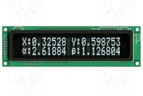 CU20029-UW1J, Дисплей VFD, алфавитно-цифровой, 20x2, Знак 9,2мм, 350кд/м2