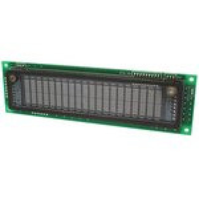 CU20029-UW1J, Дисплей VFD, алфавитно-цифровой, 20x2, Знак 9,2мм, 350кд/м2