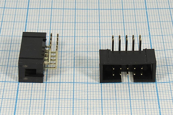 Штекер IDC, шаг 2,54x2,54, 10 контактов , на плату, угловой, BH-10R; Q-1239 штек IDC\P2,54x2,54\ 10P\плат\угл\BH-10R