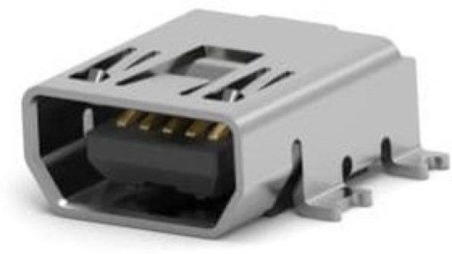 1775051-1, Conn Mini USB 2.0 Type AB RCP 5 POS Solder RA SMD 5 Terminal 1 Port T/R