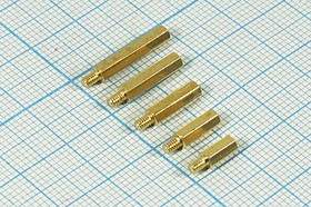 Стойка для печатных плат PCHSN2-6, латунь, M2; №4725 A стойка L 6,0\М2x3-М2\ S3\лат\\PCHSN2