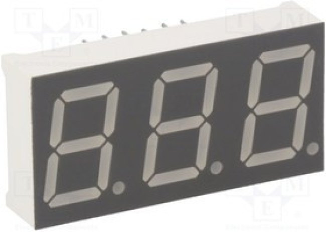 KW3-567AGB, Дисплей: LED, 7-сегментный, 14,2мм, 0,56", II.зн: 3, желто-зеленый