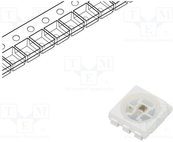 SMD-LX5050RGB-TR, Программируемый светодиод; SMD; 5050; RGB; 5x5x1,5мм; 120°; 5В; 5мА SMD-LX5050RGB-TR, Программируемый светодиод; SMD; 5050; RGB; 5x5x1,5мм; 120°; 5В; 5мА