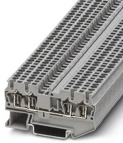 3213124, ST 1.5/S-QUATTRO Series Grey DIN Rail Terminal Block, Single-Level, Spring Clamp Termination