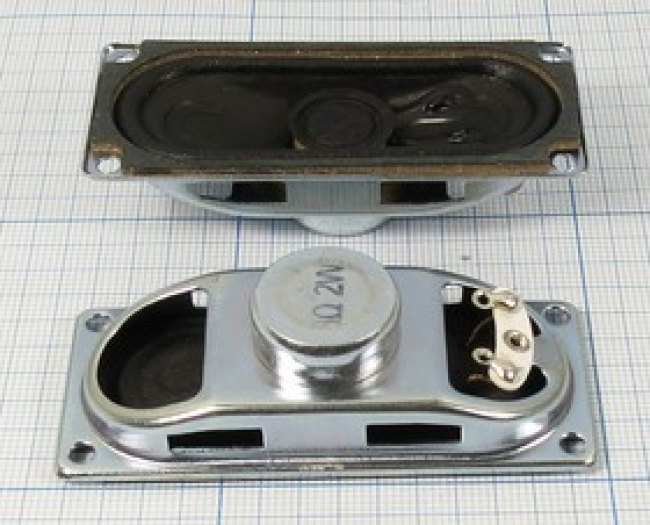 Динамик прямоугольный 70x30x19мм, 8 Ом, 2Вт, мембрана бумажная; №6486 W дин 70x30x19\ 8\2,0\мет/бум\