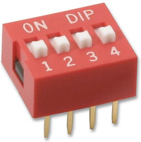 MCNDS-04V, DIP / SIP переключатель, 4 схем(-а), Raised Slide, Сквозное Отверстие, SPST-NO, 24 В, 25 мА