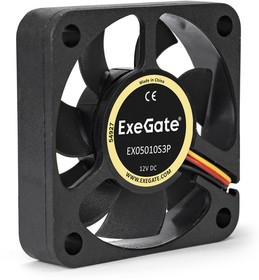 Вентилятор ExeGate EX05010S3P, 50x50x10 мм, Sleeve bearing (подшипник скольжения), 3pin, 4500RPM, 24