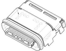 KUSB67X-SMT-CS-B30TR, USB Connectors IP67 USB Type C Socket SMT Dual Row 30u Version