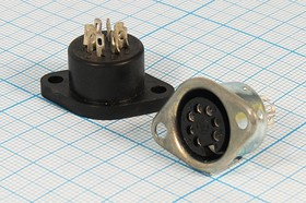Гнездо DIN, 7HP[45]+1C, на панель, пластик фланец 2отверстия, СГ7, ОНЦ-ВГ; №110 гн DIN\ 7HP[45]+1C\пан\пласт флан 2отв\\СГ7\ОНЦ-ВГ