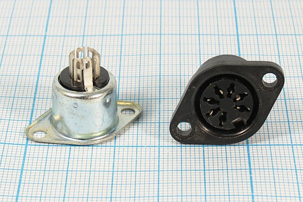 Гнездо DIN, 7HP[45]+1C, на панель, пластик фланец 2отверстия, СГ7, ОНЦ-ВГ; №110 гн DIN\ 7HP[45]+1C\пан\пласт флан 2отв\\СГ7\ОНЦ-ВГ