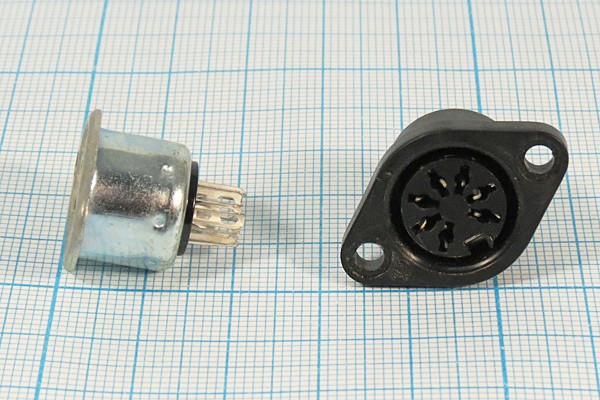 Гнездо DIN, 7HP[45]+1C, на панель, пластик фланец 2отверстия, СГ7, ОНЦ-ВГ; №110 гн DIN\ 7HP[45]+1C\пан\пласт флан 2отв\\СГ7\ОНЦ-ВГ