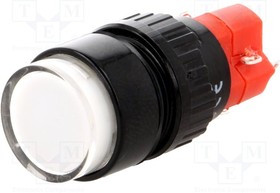 V16Y-11-230W, Переключатель: кнопочный, Пол: 2, SPDT, 3A/220ВAC, 2A/24ВDC, IP40